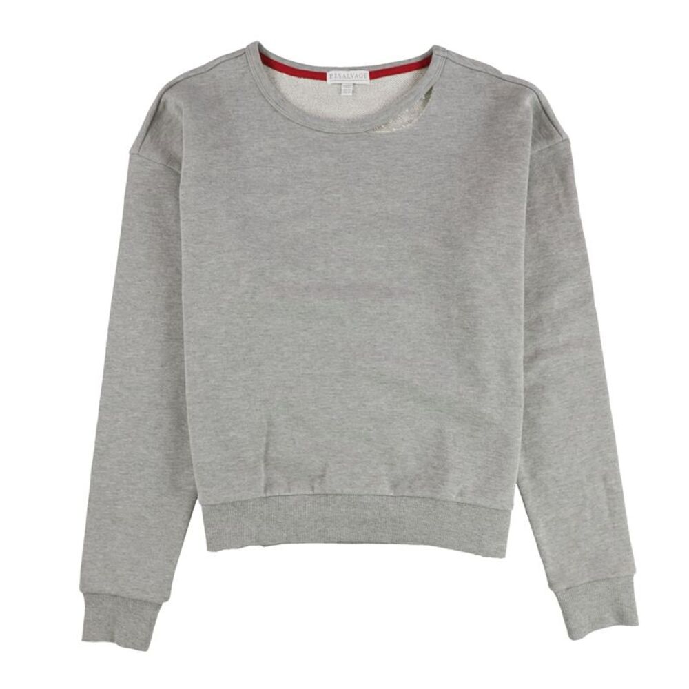 P.J. Salvage Womens Embroidered Hearts Pajama Sweatshirt Top, Grey, M, DM